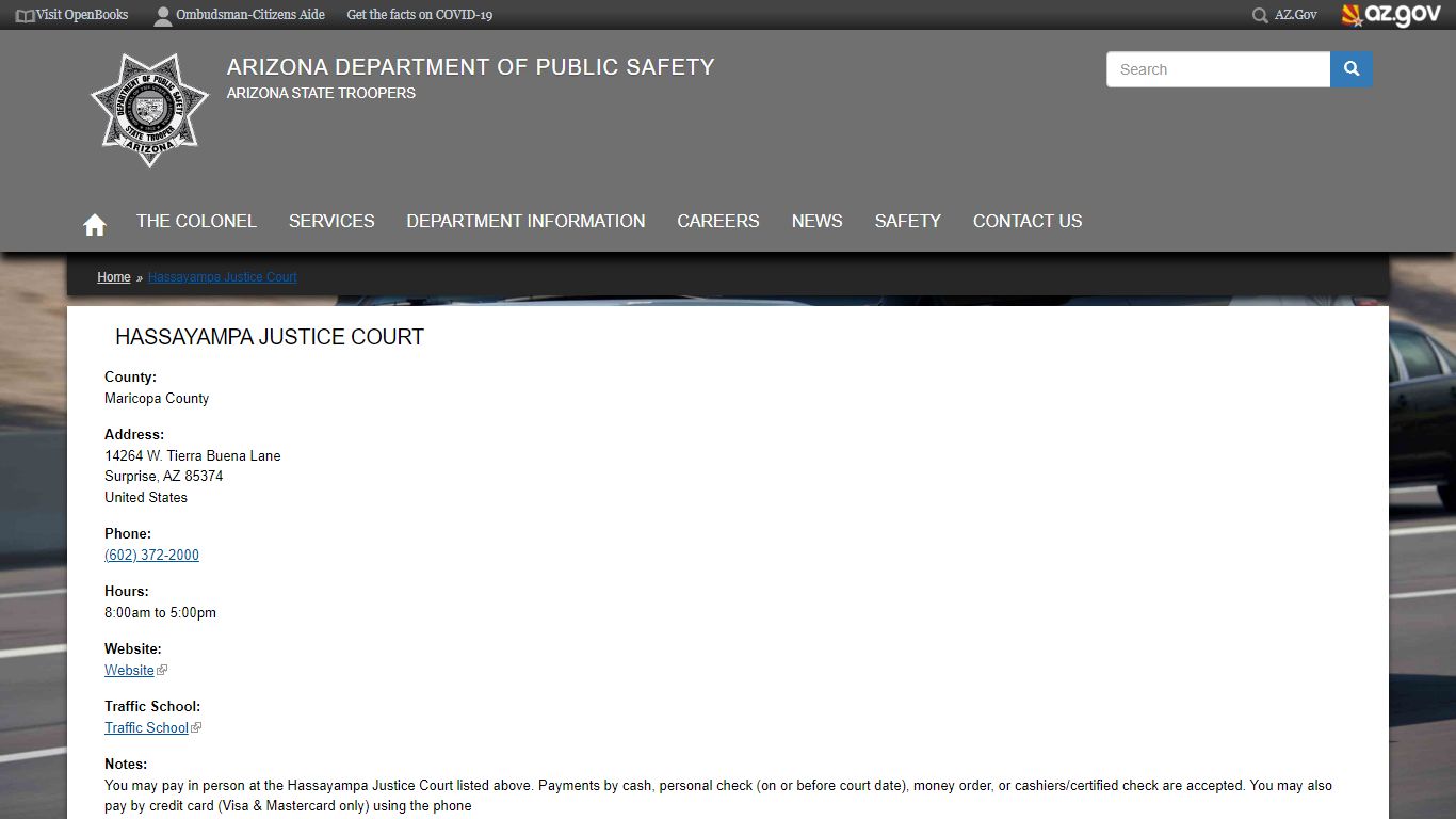 Hassayampa Justice Court | Arizona Department of Public Safety